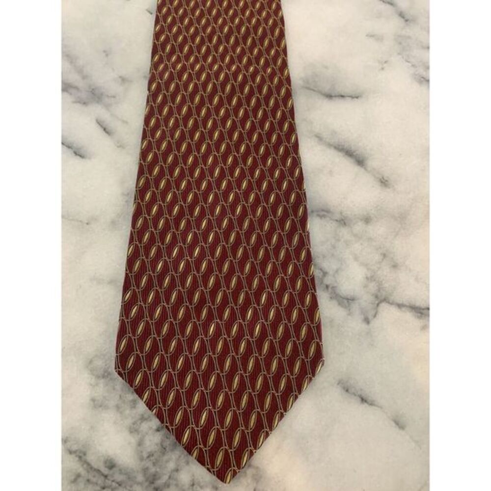 Roundtree & Yorke 100% Silk Woven Geometric Brocade Tie Handmade In Italy